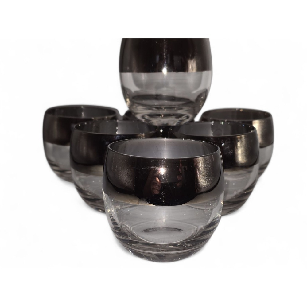 Set of 7 Silver Ombre Glasses, Barware Drinkware,‎ Modern Cocktail Glasses